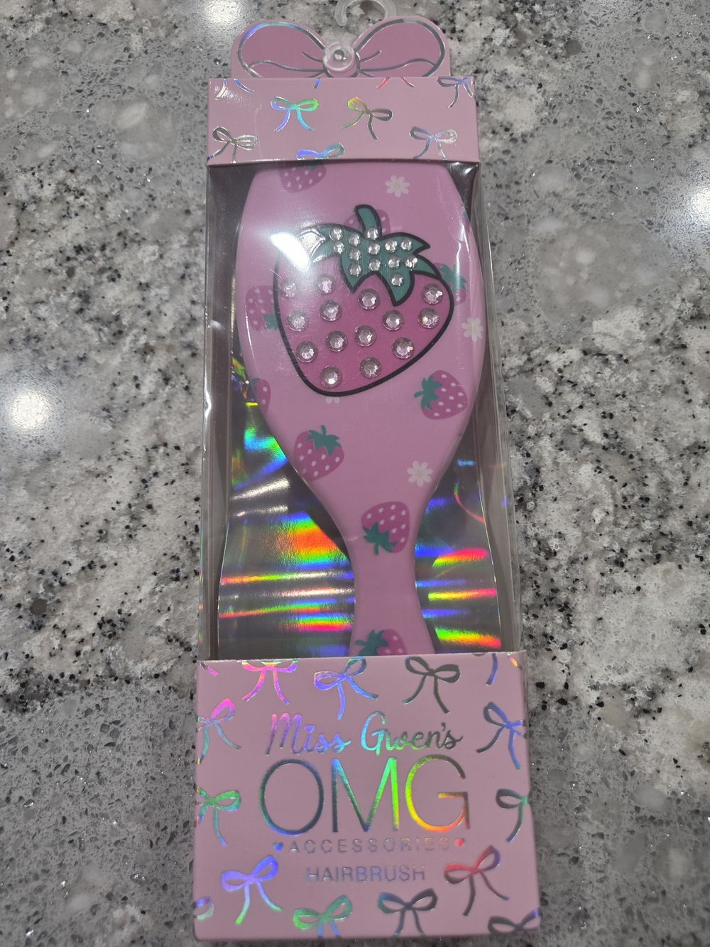 OMG Accessories Pink Strawberry Detangling Hairbrush